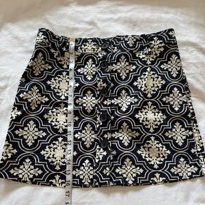 J Crew Black and White Button Front Cotton Patterned Skirt Size 6